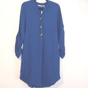 Soft Surroundings "Souk" Ocean Blue Shirt Dress in Size XS-2/4 (NWT)